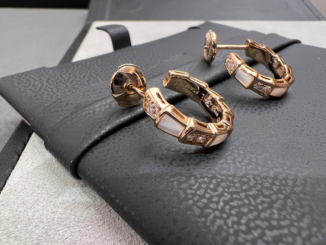 [Royal Jewelry]SERPENTI MOP PINK GOLD EARRINGS