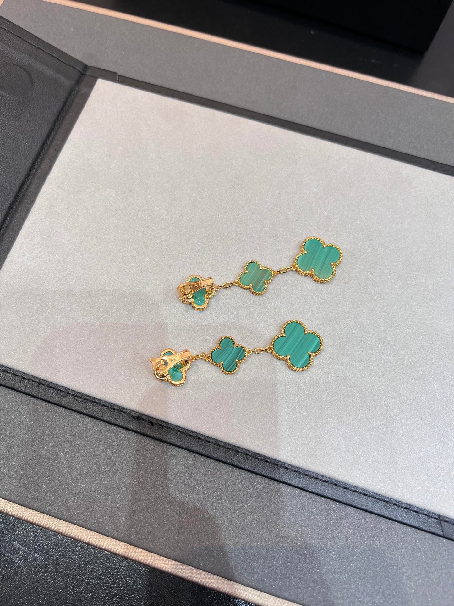 [Royal Jewelry]CLOVER MALACHITE 3 MOTIFS GOLD