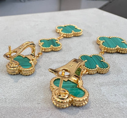 [Royal Jewelry]CLOVER MALACHITE 3 MOTIFS GOLD