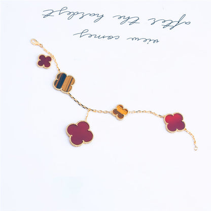 [Royal Jewelry]CLOVER BRACELET 5 MOTIFS CARNELIAN TIGER EYE