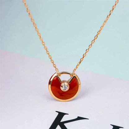 [Royal Jewelry]AMULETTE GOLD CARNELIAN ONYX NECKLACE
