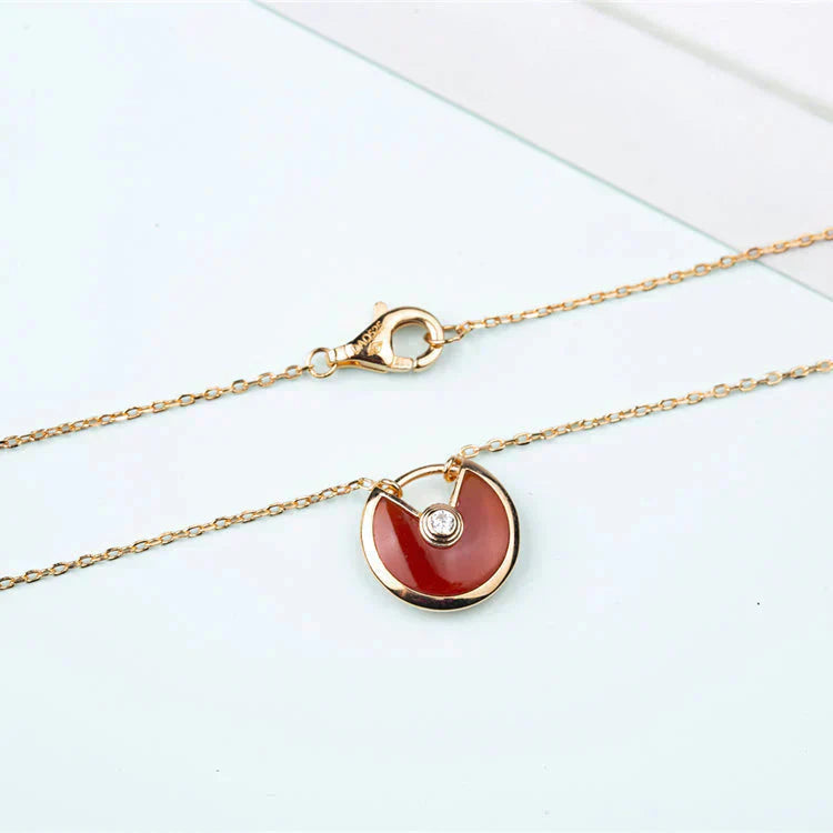 [Royal Jewelry]AMULETTE GOLD CARNELIAN ONYX NECKLACE