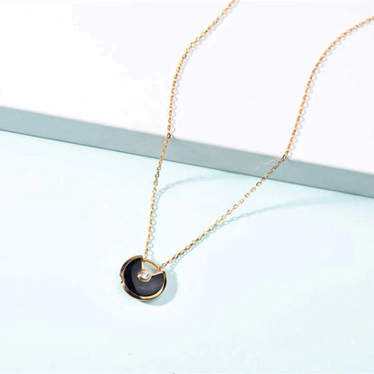 [Royal Jewelry]AMULETTE GOLD CARNELIAN ONYX NECKLACE