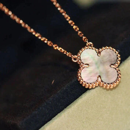 [Royal Jewelry]CLOVER 15MM  GRAY MOTHER OF PEARL NECKLACE