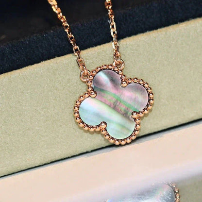 [Royal Jewelry]CLOVER 15MM  GRAY MOTHER OF PEARL NECKLACE