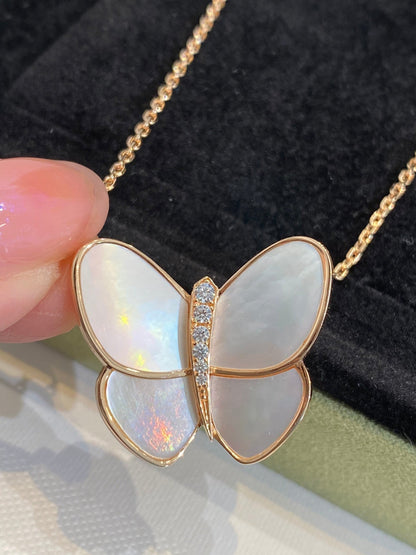 [Royal Jewelry]BUTTERFLY GOLD MOP DIAMOND NECKLACE