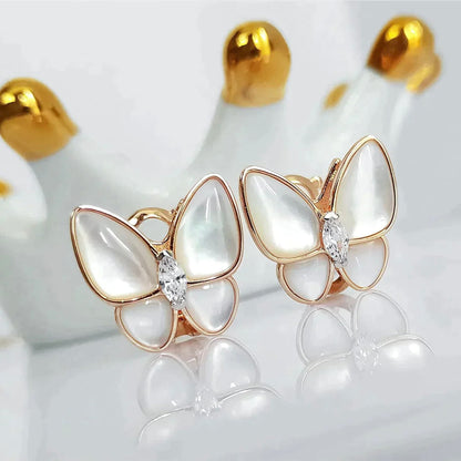 [Royal Jewelry]BUTTERFLY MOP DIAMOND EARRINGS