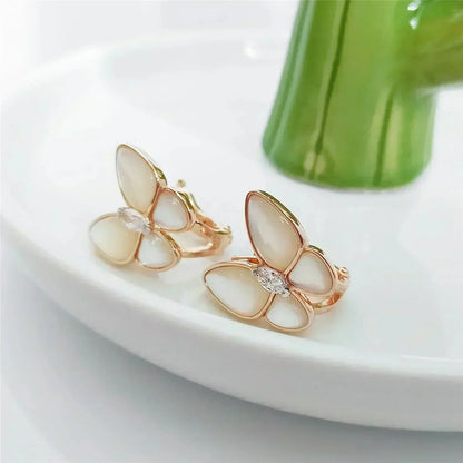 [Royal Jewelry]BUTTERFLY MOP DIAMOND EARRINGS