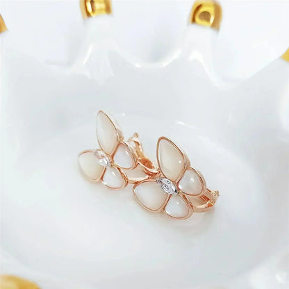 [Royal Jewelry]BUTTERFLY MOP DIAMOND EARRINGS