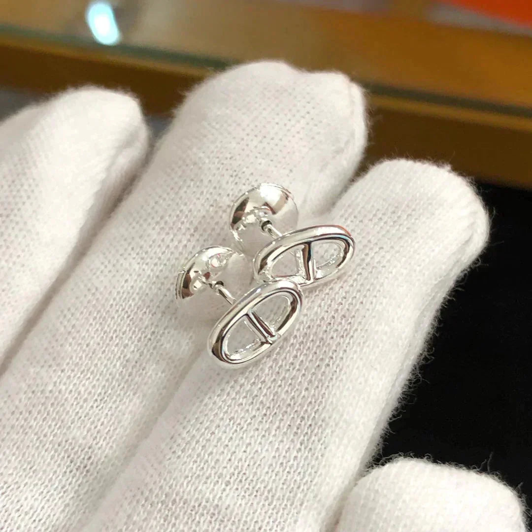 [Royal Jewelry]CHAINE SMALL EARRINGS GOLD AND SILVER