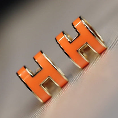 [Royal Jewelry]MINI POP H EARRINGS ORANGE
