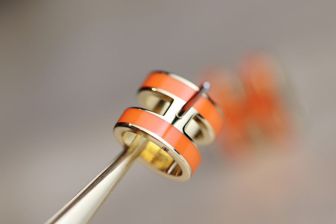 [Royal Jewelry]MINI POP H EARRINGS ORANGE