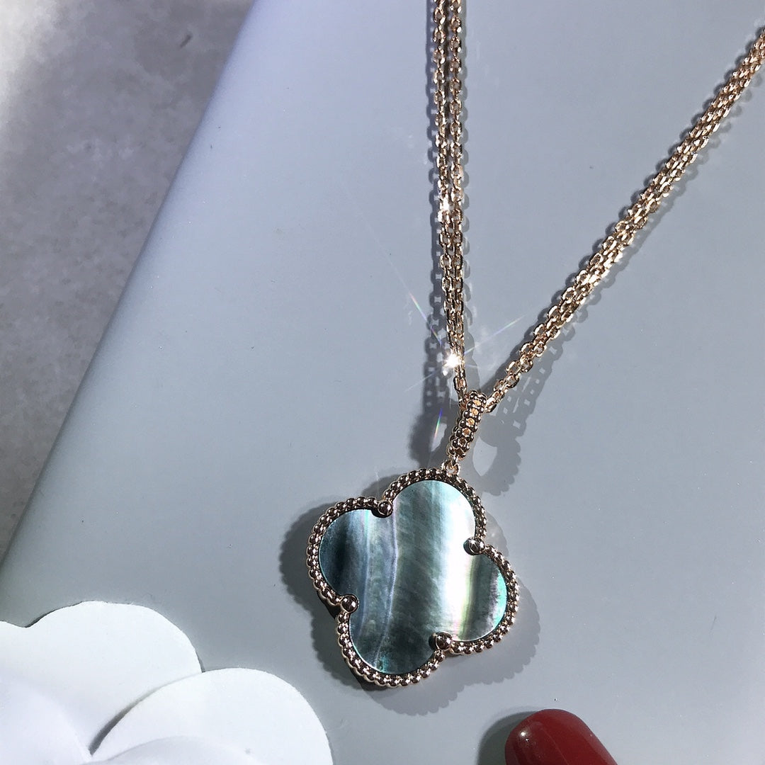 [Royal Jewelry]CLOVER 25MM GOLD DARK MOP BIG CLOVER NECKLACE