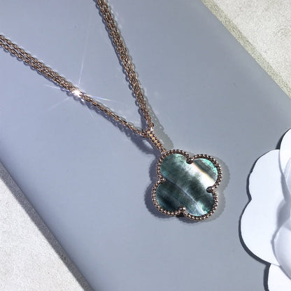 [Royal Jewelry]CLOVER 25MM GOLD DARK MOP BIG CLOVER NECKLACE