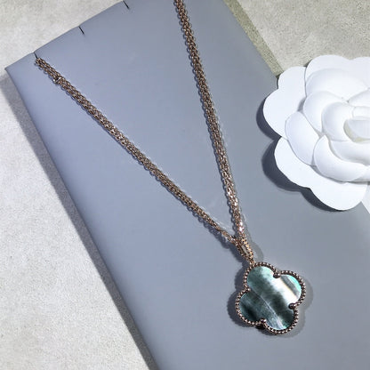 [Royal Jewelry]CLOVER 25MM GOLD DARK MOP BIG CLOVER NECKLACE