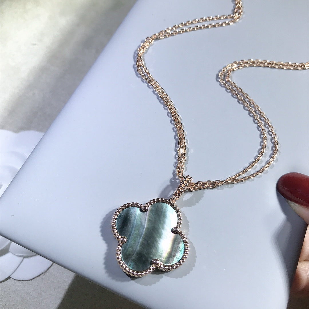 [Royal Jewelry]CLOVER 25MM GOLD DARK MOP BIG CLOVER NECKLACE