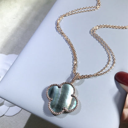 [Royal Jewelry]CLOVER 25MM GOLD DARK MOP BIG CLOVER NECKLACE