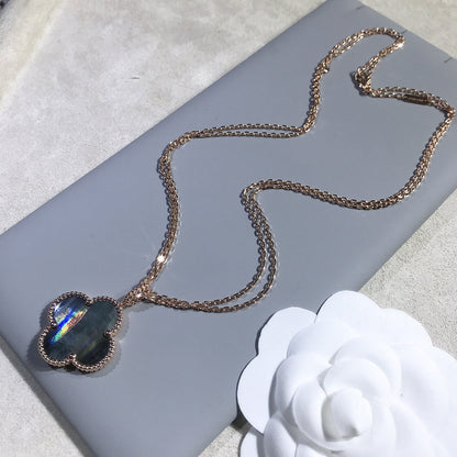 [Royal Jewelry]CLOVER 25MM GOLD DARK MOP BIG CLOVER NECKLACE
