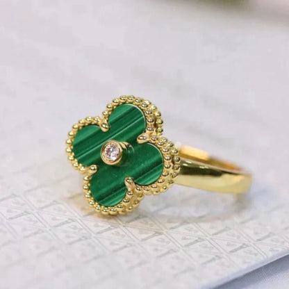 [Royal Jewelry]CLOVER MALACHITE RING GOLD DIAMOND