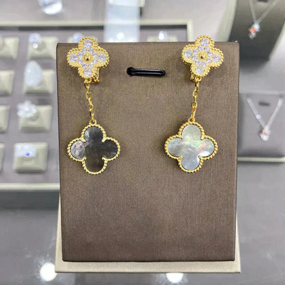 [Royal Jewelry]CLOVER  2 MOTIFS  DIAMOND  EARRINGS (MULTIPLE CHOICESç´