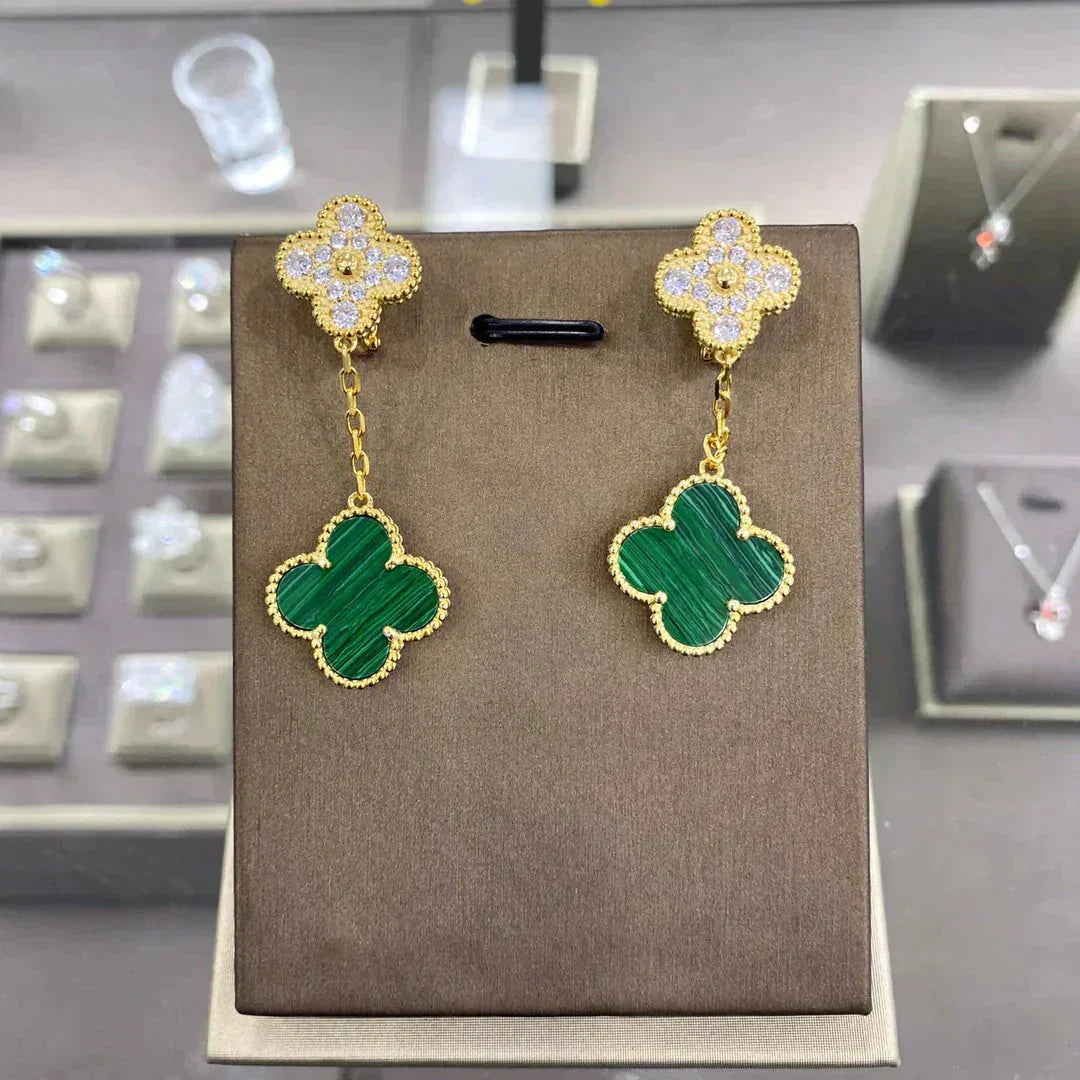 [Royal Jewelry]CLOVER  2 MOTIFS  DIAMOND  EARRINGS (MULTIPLE CHOICESç´