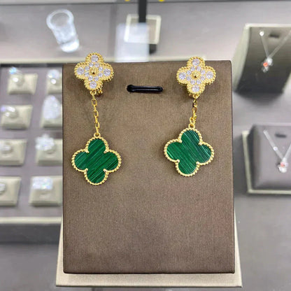 [Royal Jewelry]CLOVER  2 MOTIFS  DIAMOND  EARRINGS (MULTIPLE CHOICESç´
