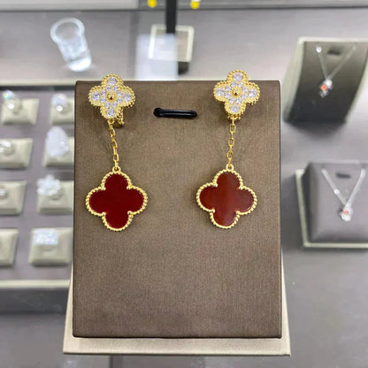 [Royal Jewelry]CLOVER  2 MOTIFS  DIAMOND  EARRINGS (MULTIPLE CHOICESç´