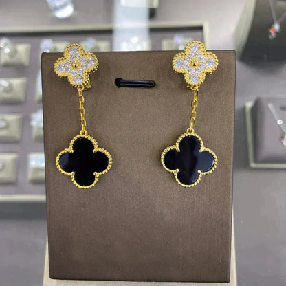 [Royal Jewelry]CLOVER  2 MOTIFS  DIAMOND  EARRINGS (MULTIPLE CHOICESç´