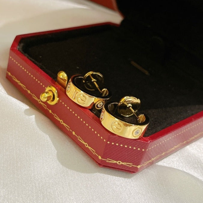 [Royal Jewelry]LOVE EARRINGS 5.7MM 2 DIAMONDS