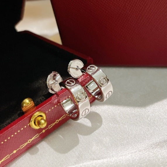 [Royal Jewelry]LOVE EARRINGS 5.7MM 2 DIAMONDS