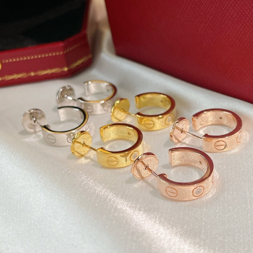 [Royal Jewelry]LOVE EARRINGS 5.7MM 2 DIAMONDS