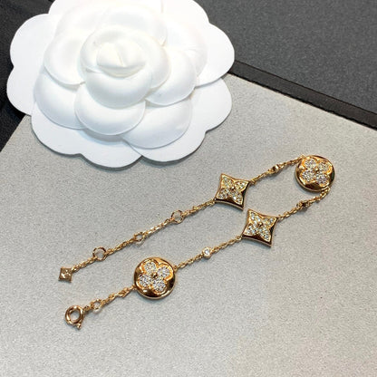 [Royal Jewelry]STAR AND SUN 4 MOTIFS GOLD DIAMONDS BRACELET