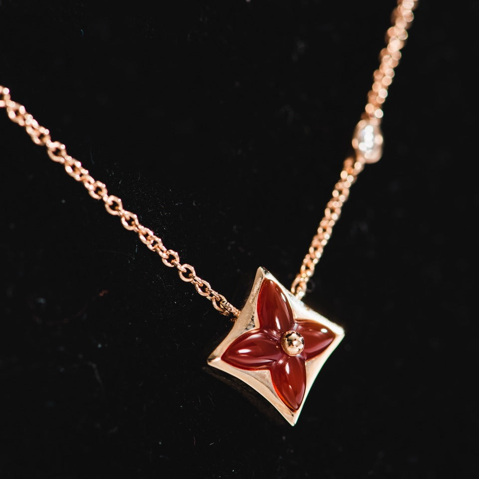 [Royal Jewelry]STAR NECKLACE PINK GOLD 1 DIAMOND