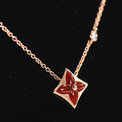 [Royal Jewelry]STAR NECKLACE PINK GOLD 1 DIAMOND