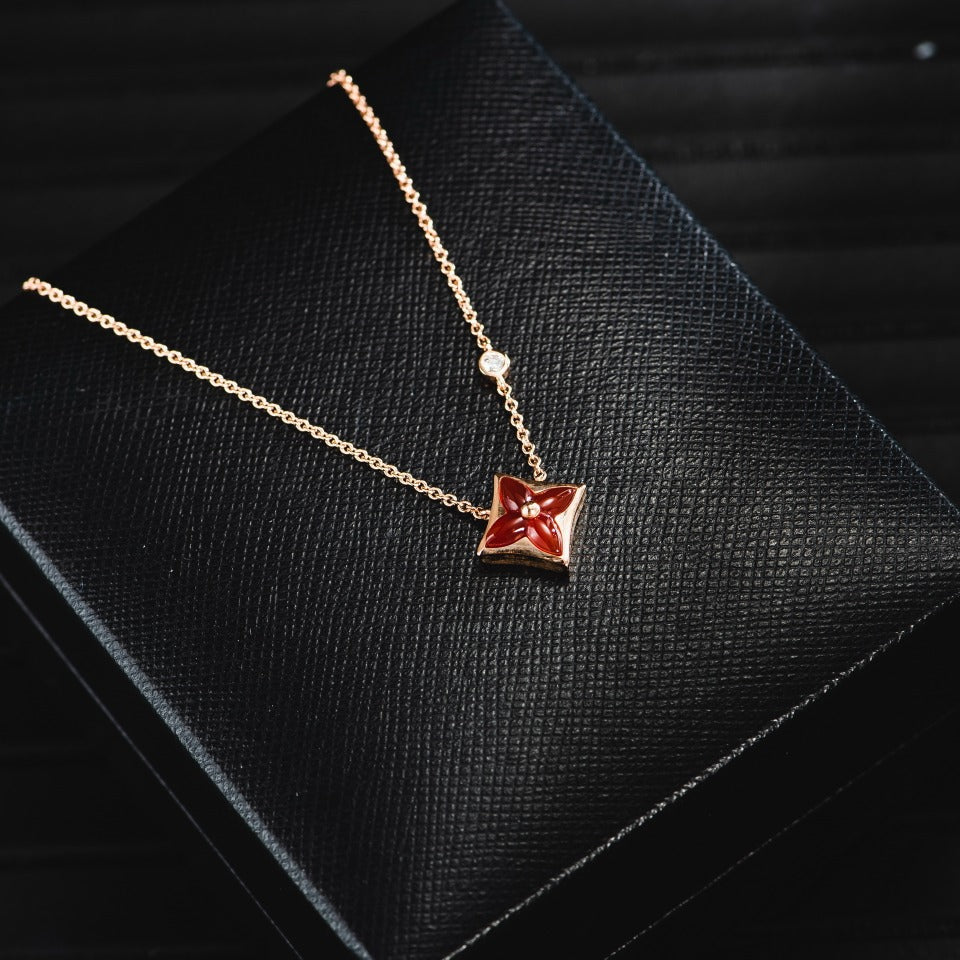 [Royal Jewelry]STAR NECKLACE PINK GOLD 1 DIAMOND