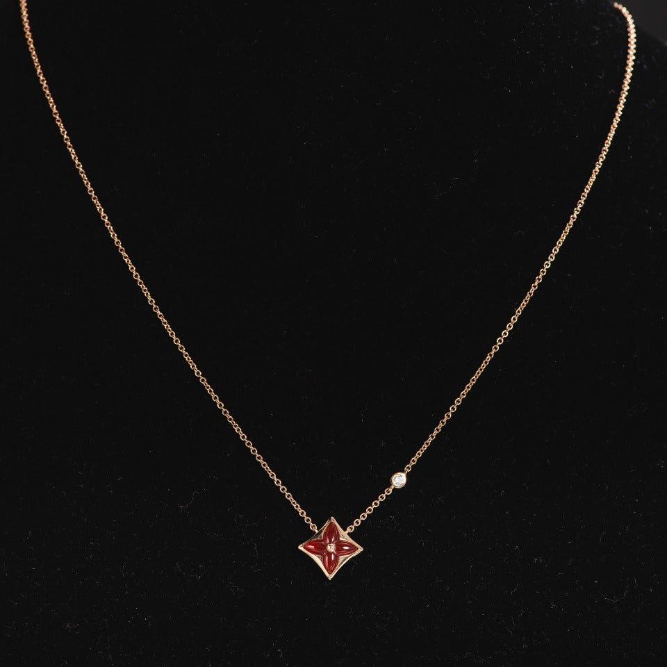 [Royal Jewelry]STAR NECKLACE PINK GOLD 1 DIAMOND