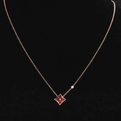 [Royal Jewelry]STAR NECKLACE PINK GOLD 1 DIAMOND