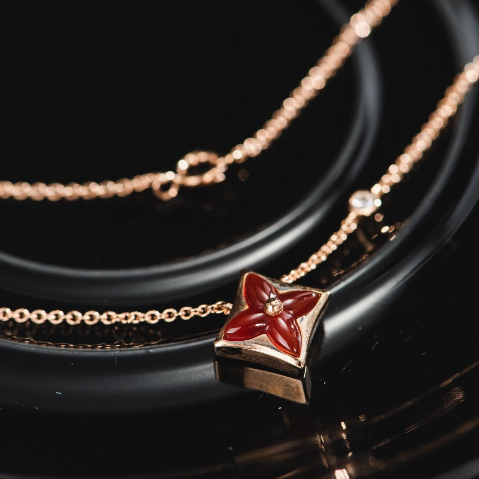 [Royal Jewelry]STAR NECKLACE PINK GOLD 1 DIAMOND