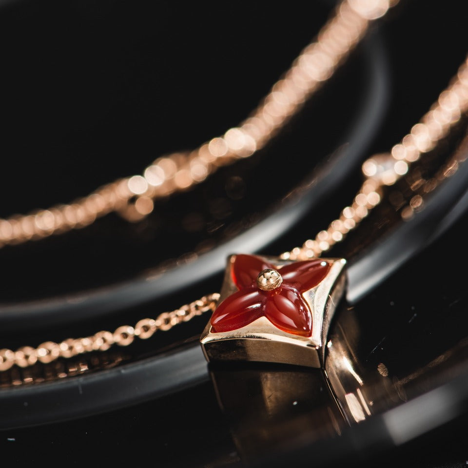 [Royal Jewelry]STAR NECKLACE PINK GOLD 1 DIAMOND