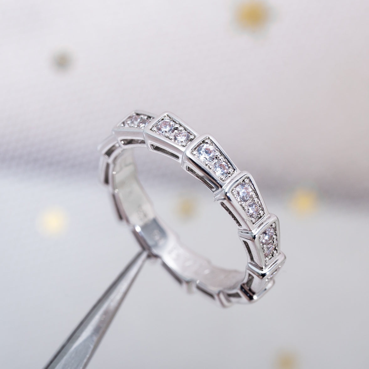 [Royal Jewelry]SERPENTI RING SILVER DIAMOND PAVED 3MM