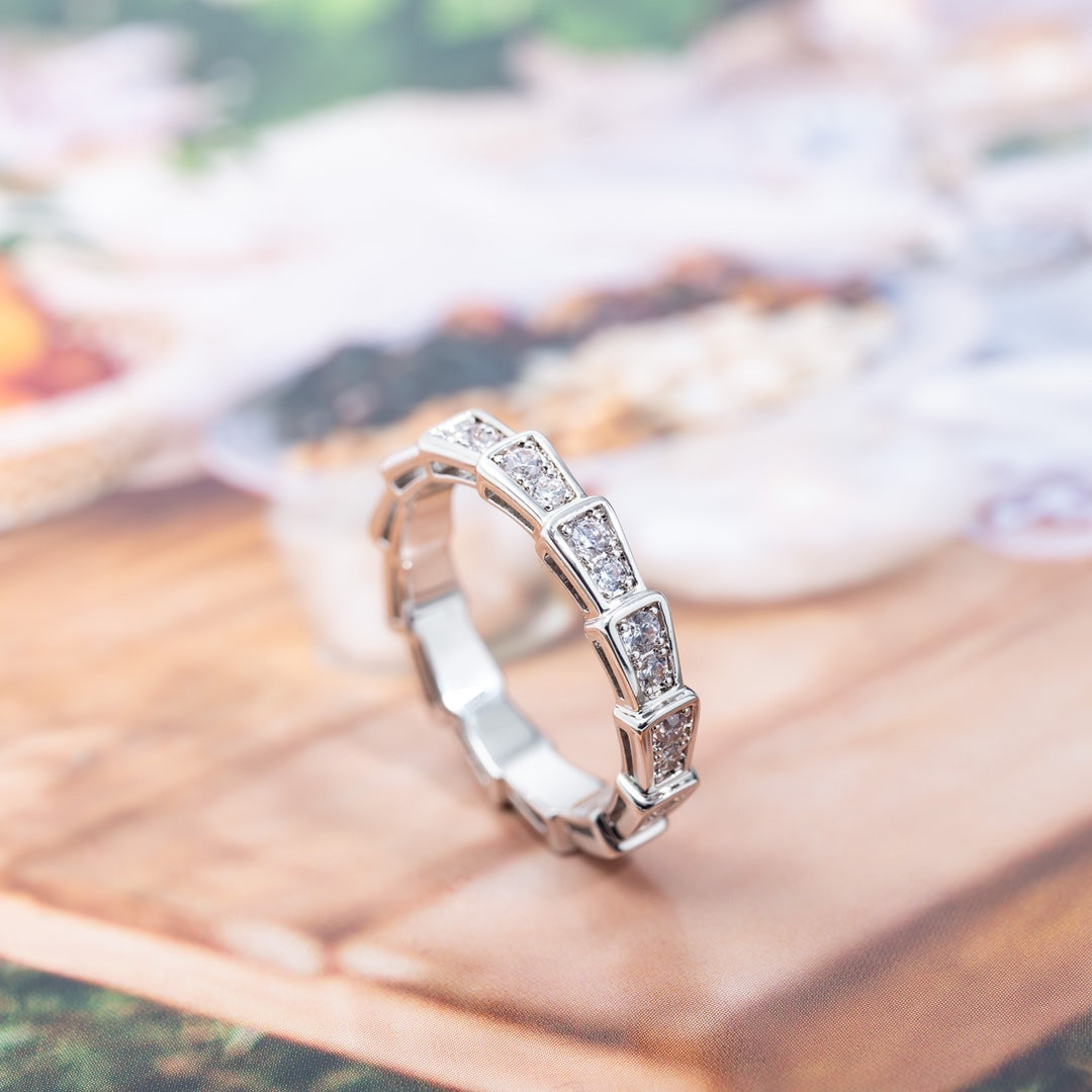 [Royal Jewelry]SERPENTI RING SILVER DIAMOND PAVED 3MM