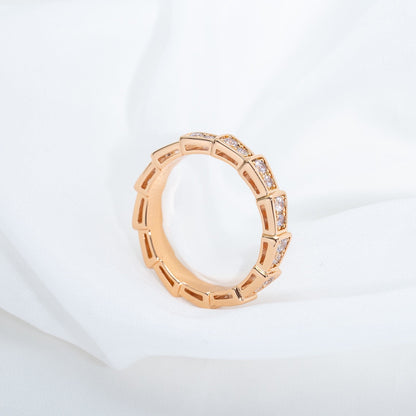 [Royal Jewelry]SERPENTI RING PINK GOLD DIAMOND PAVED 3MM