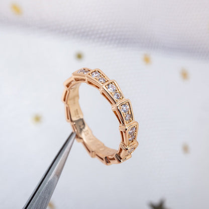 [Royal Jewelry]SERPENTI RING PINK GOLD DIAMOND PAVED 3MM