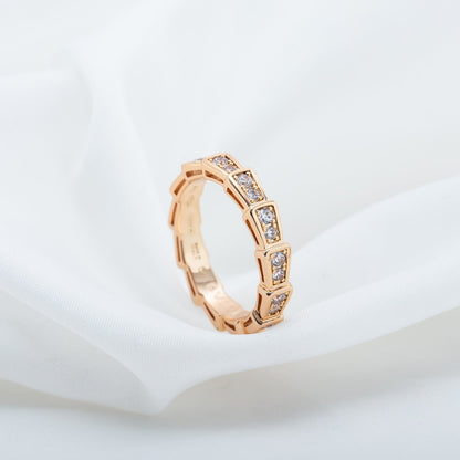 [Royal Jewelry]SERPENTI RING PINK GOLD DIAMOND PAVED 3MM