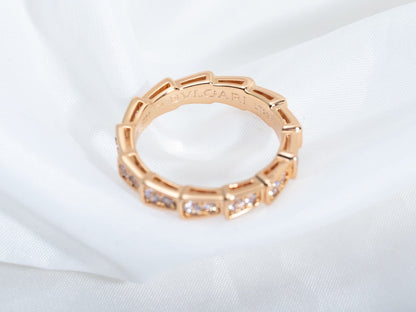 [Royal Jewelry]SERPENTI RING PINK GOLD DIAMOND PAVED 3MM