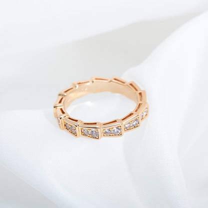 [Royal Jewelry]SERPENTI RING PINK GOLD DIAMOND PAVED 3MM