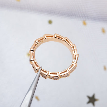 [Royal Jewelry]SERPENTI RING PINK GOLD DIAMOND PAVED 3MM