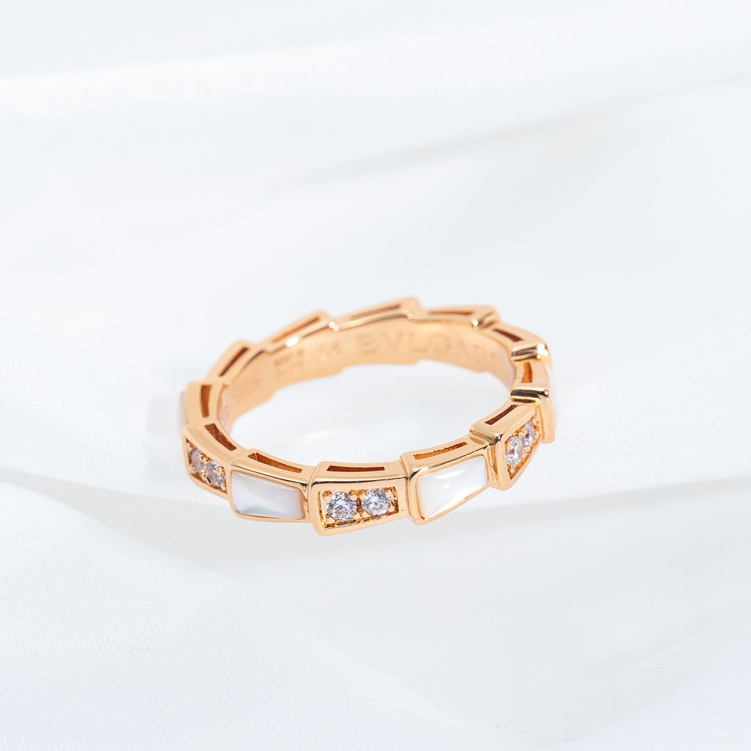 [Royal Jewelry]SERPENTI RING PINK GOLD DIAMOND MOP 3MM