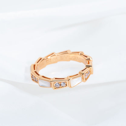 [Royal Jewelry]SERPENTI RING PINK GOLD DIAMOND MOP 3MM