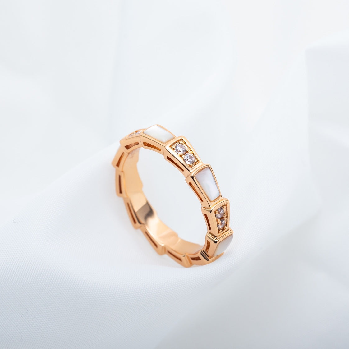 [Royal Jewelry]SERPENTI RING PINK GOLD DIAMOND MOP 3MM